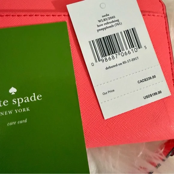 Kate Spade Coral Wallet with Pineapples RARE - Picture 4 of 8